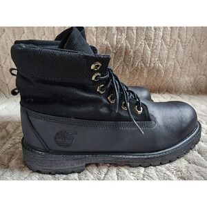 Timberland 6 inch Roll Top Waterproof Black Leather Boots Mens 6
